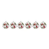 6ct. Cardinal Bird Glass Ball Ornaments