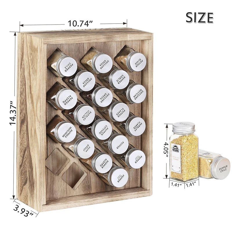 Freestanding Countertop Spice Shelf Holder with 20 Glass Jars