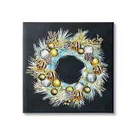 Stupell Industries Gleaming Seasonal Pine Wreath Canvas Wall Art