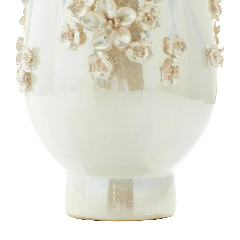 Cream Ceramic Farmhouse Vase, 16" x 9" x 9"