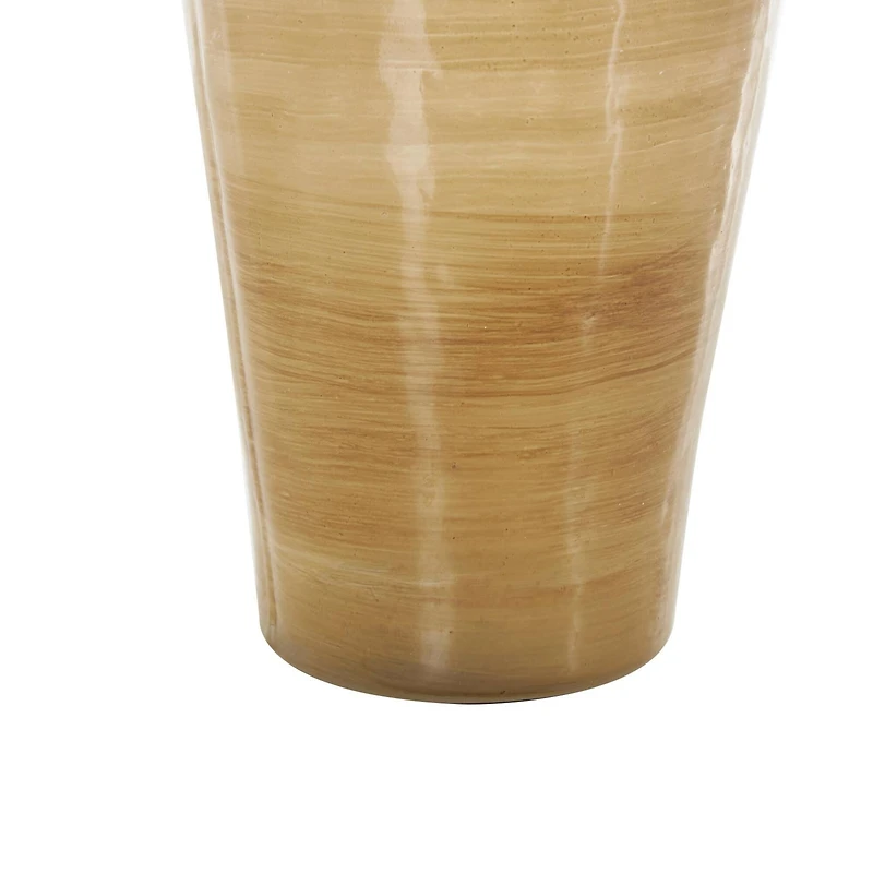 23" Light Brown Glass Brushed Ombre Decorative Jar with Ring Top