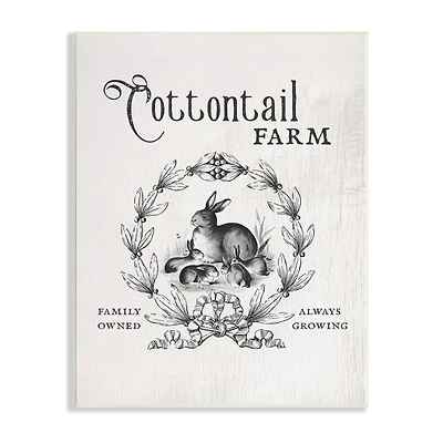 Stupell Industries Cottontail Farm Vintage Advertisement Rabbit Family Country Illustration Wall Plaque