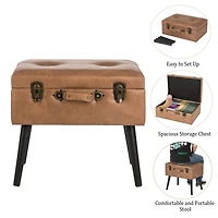 Glitzhome® Leatherette Upholstered Storage Stool