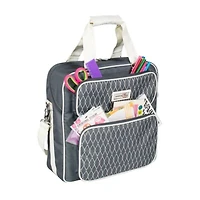 Everything Mary Deluxe Gray and White Scrapbook Carrying Storage Tote