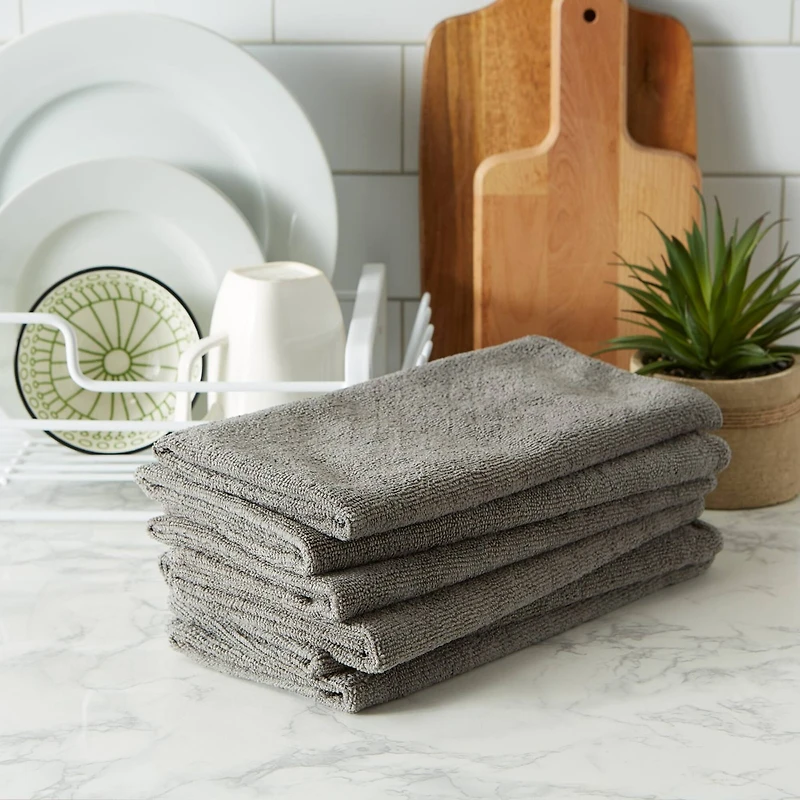 DII® Gray Essential Microfiber Dishtowels, 6ct.