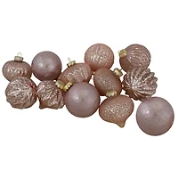 Finial and Glass Ball Christmas Ornaments - 3.25" - Blush Pink - Set of 12