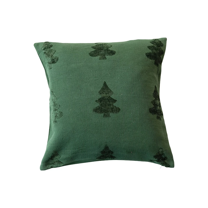 Hello Honey® 20" Green Square Woven Cotton Blend Jacquard Pillow