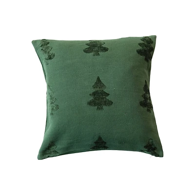 Hello Honey® 20" Green Square Woven Cotton Blend Jacquard Pillow