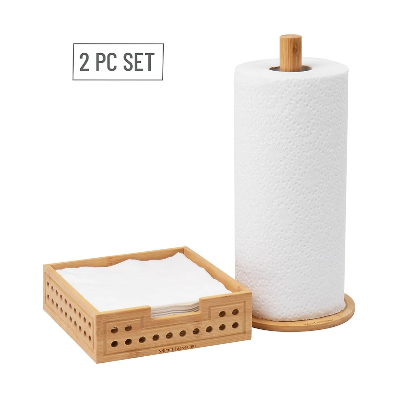 Mind Reader Lattice Bamboo Paper Towel & Napkin Holder Set