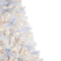 6.5ft. Pre-Lit Seneca White Spruce Artificial Christmas Tree, Dual Function LED Lights