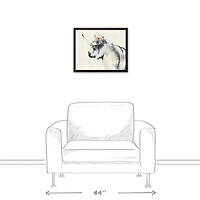 Charcoal Highland Floral Crown Black Framed Canvas