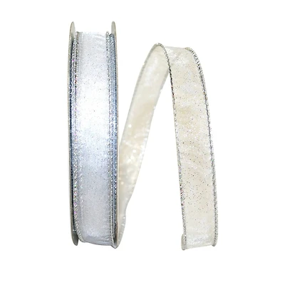 Reliant 5/8" x 25yd. White Corsage Glitter 2 Ribbon