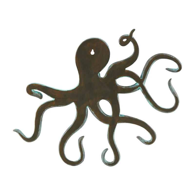 16" Blue Octopus Patina Sculpture