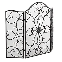 Black Metal Traditional Fireplace Screen, 36" x 49" x 1"
