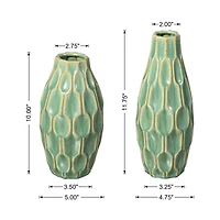 Glitzhome® Geometric Green Ceramic Modern Vase Set