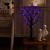 2ft. Pre-Lit Artificial Halloween Spider Twig Tree with 24 Purple LED Lights