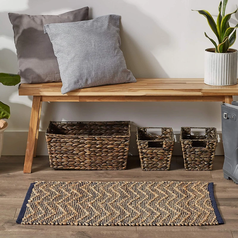 DII® French Blue with Natural Jute Chevron Hand-Loomed Rug, 2ft. x 3ft.