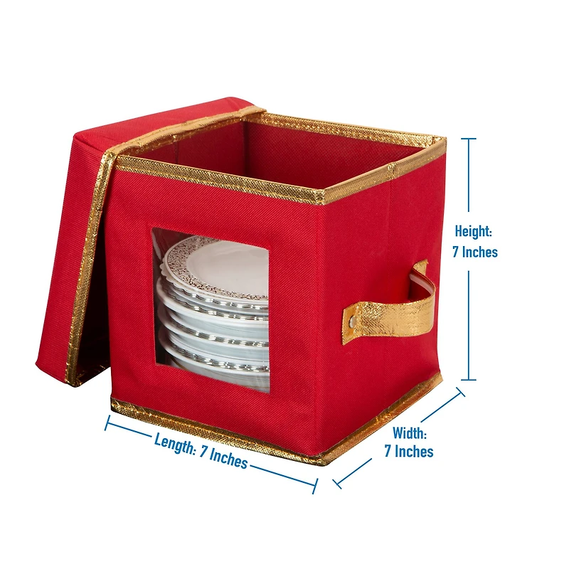 Simplify Holiday Saucer Plate Dinnerware Storage Box with 12 Felt Dividers