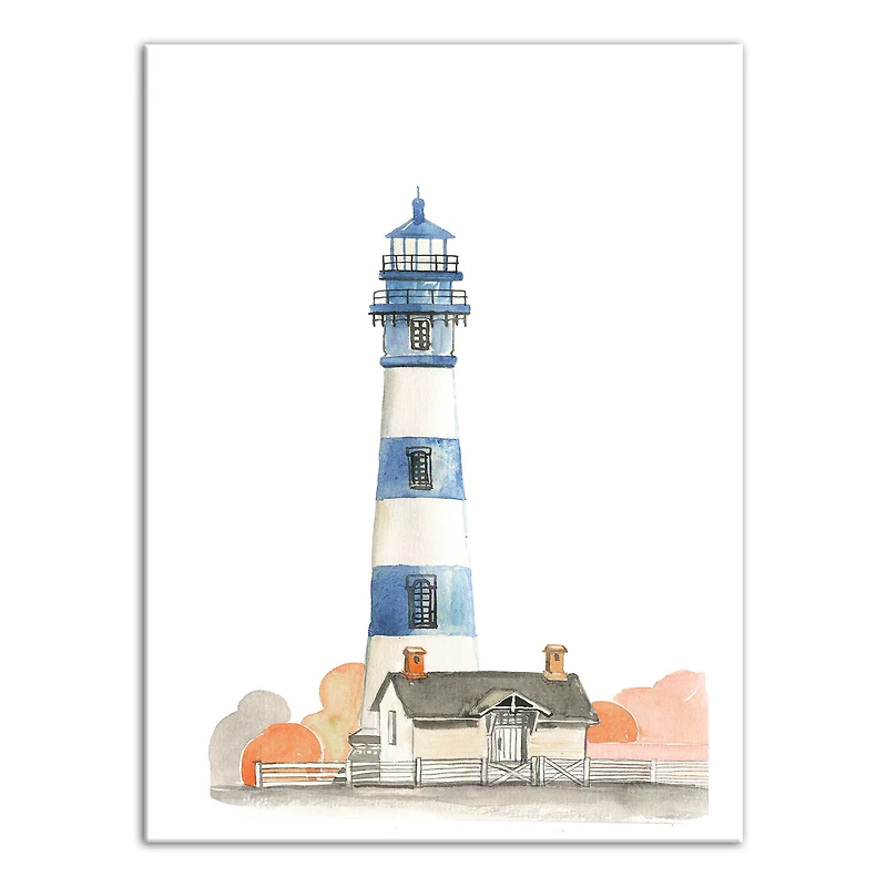 Striped Lighthouse 12" x 16" Canvas Wall Art