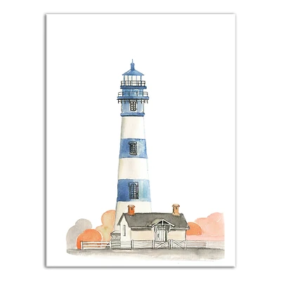Striped Lighthouse 12" x 16" Canvas Wall Art