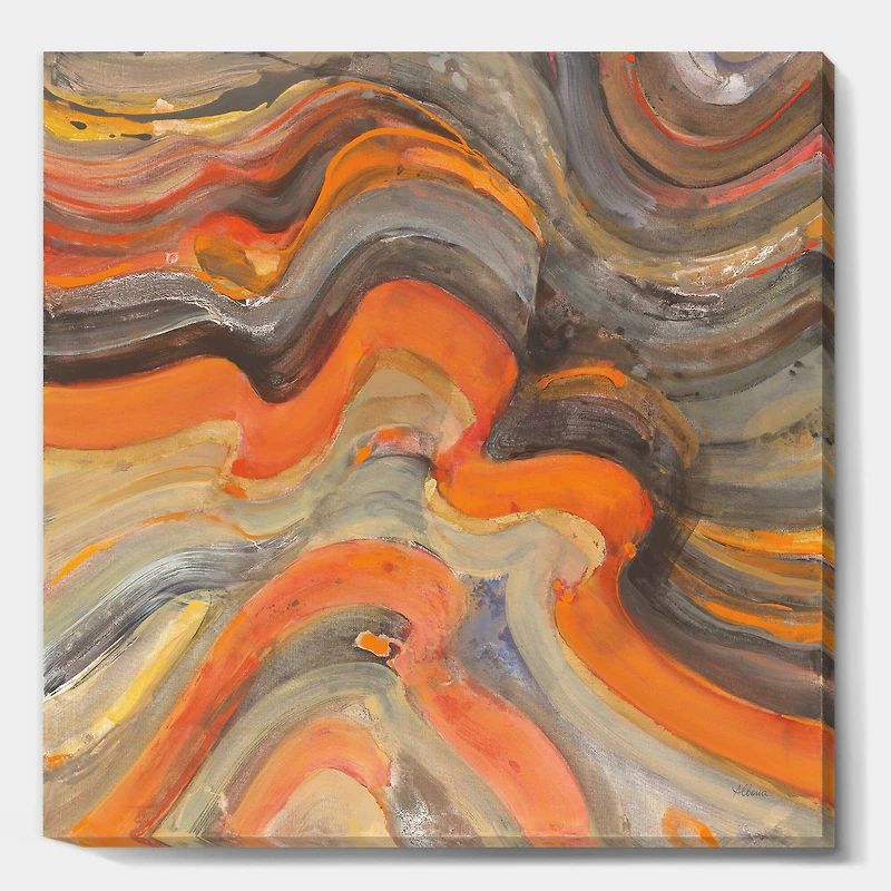 Designart - Abstract Gilded Orange Waves