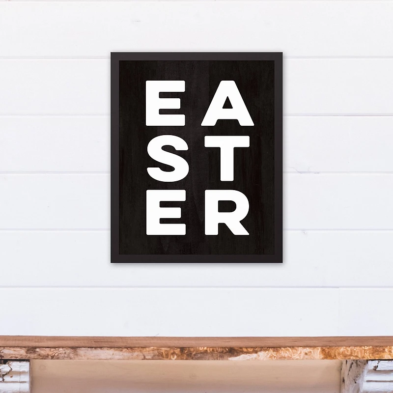 Easter Typography 16" x 20" Black Floating Framed Canvas
