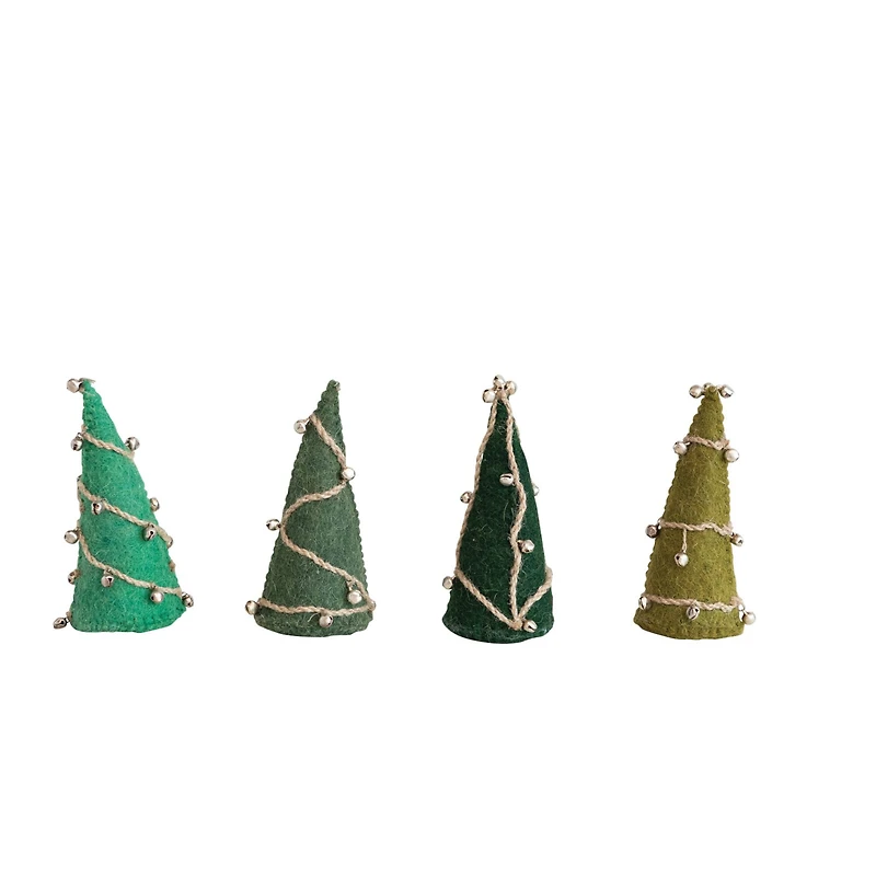 Hello Honey® 4.5" Bells & Jute Handmade Wool Felt Tree Set
