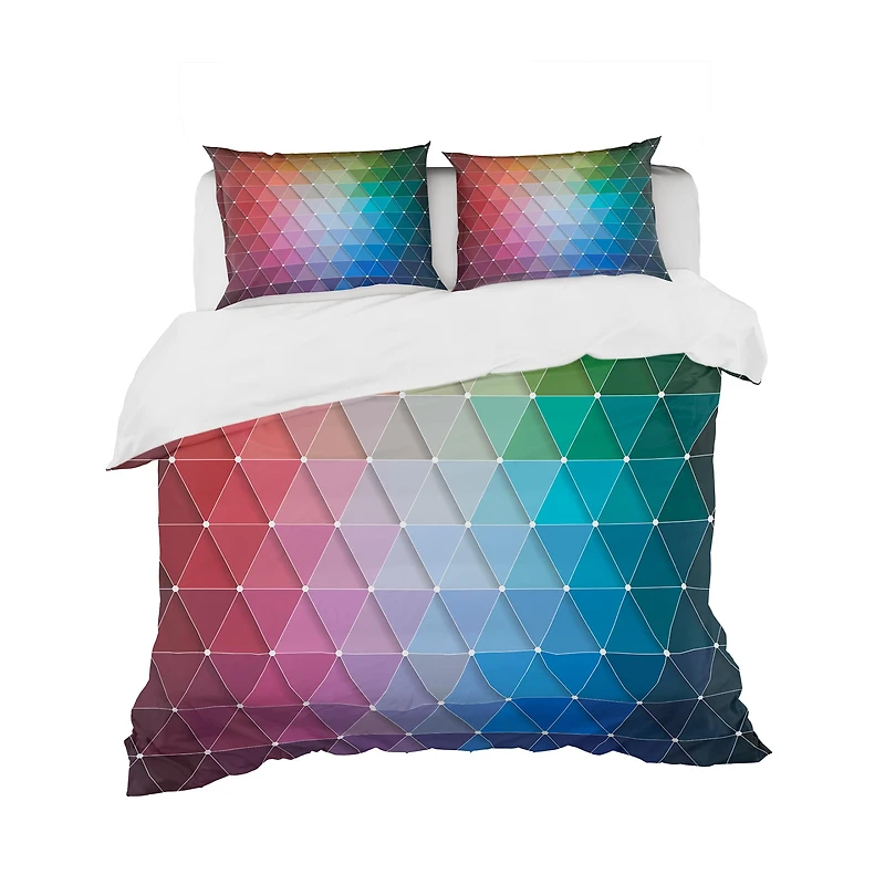 Designart 'Rainbow Triangular Geometry ' Modern & Contemporary Bedding Set