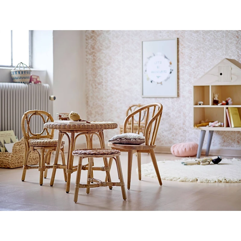 Hello Honey® 12.5" Wood Stool with Rattan Legs