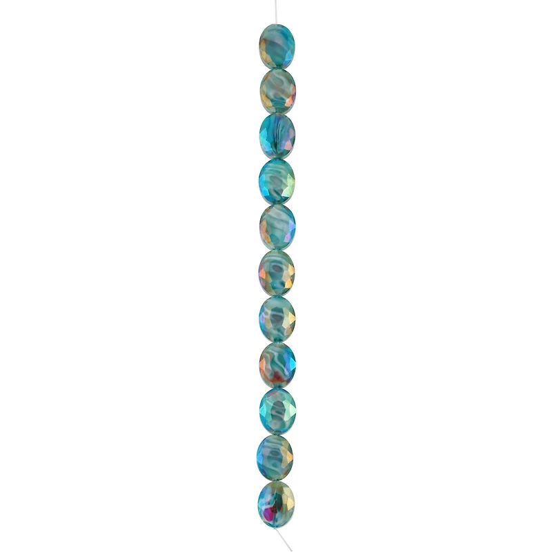 Aqua Faceted Glass Oval Beads, 15.5mm by Bead Landing™