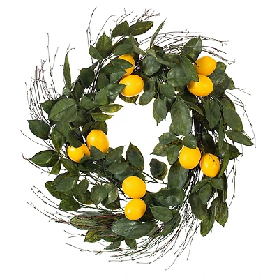 24" Green & Yellow Salal Leaf Lemon Wreath