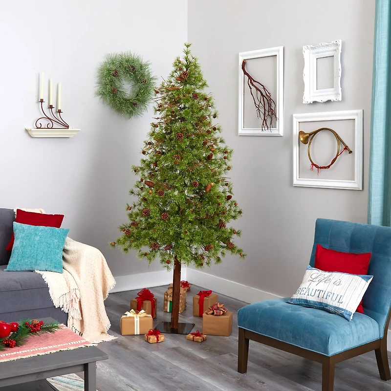 7ft. Pre-Lit Wyoming Alpine Artificial Christmas Tree, Clear LED Lights