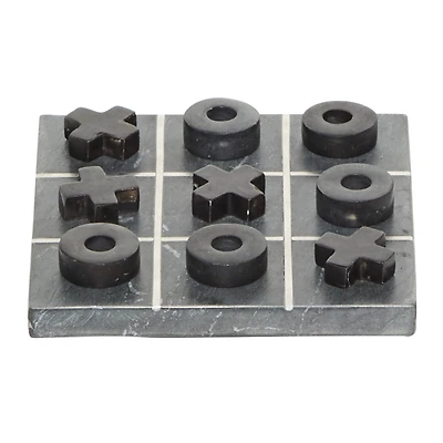 Black Marble Contemporary Tic-Tac-Toe Game Set