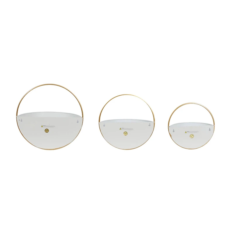 Gold & White Metal Contemporary Wall Planter Set