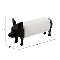16" Black Farmhouse Pig Paper Towel Holder