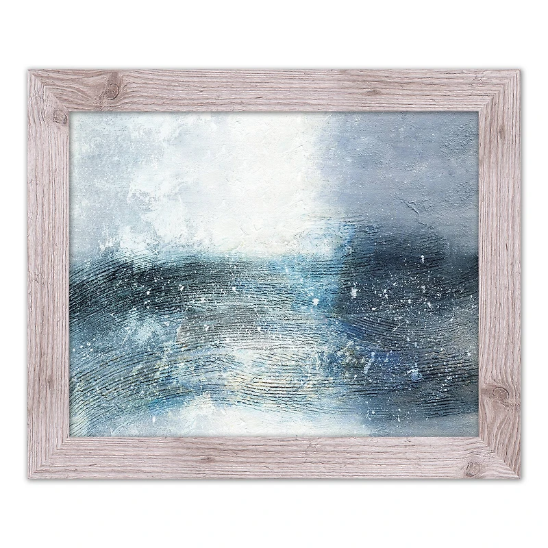 Galaxy Abstract Blues Wall Print in Western White Frame