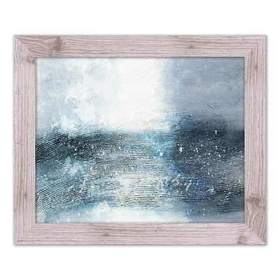 Galaxy Abstract Blues Wall Print in Western White Frame