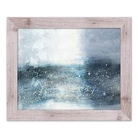 Galaxy Abstract Blues Wall Print in Western White Frame