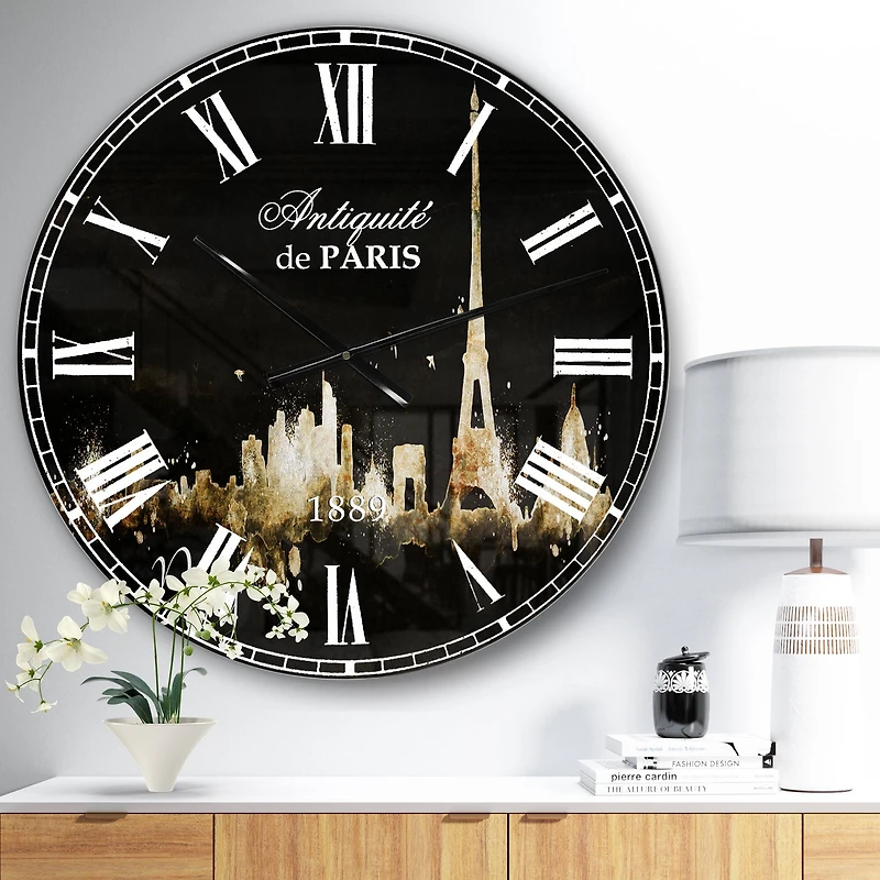 Designart 'Paris Dark Silhouette French Country Wall Clock