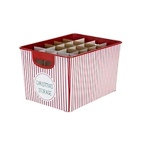 Simplify 15.4" Christmas 60 Ornament Storage Tote Bin with Straps