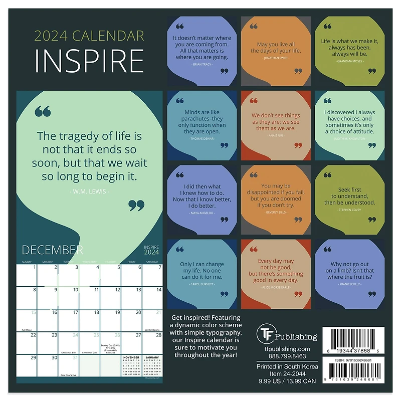 TF Publishing 2024 Inspire Mini Calendar