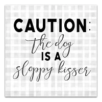 Caution Dog Kisses Canvas Wall Art