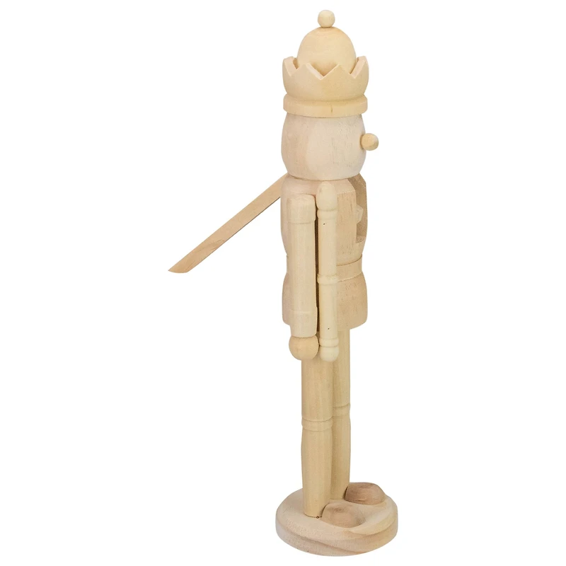 14.75" Unfinished Paintable Wooden Christmas Nutcracker with a Crown