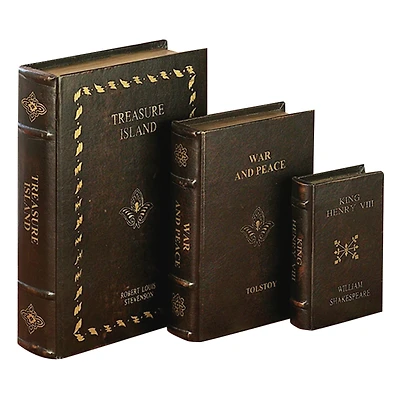 Brown Wooden Traditional Book Box Set