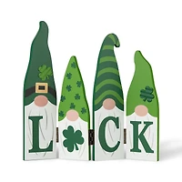 Glitzhome® 12.25" St. Patrick's Wooden Luck Shamrock Gnome Table Decor