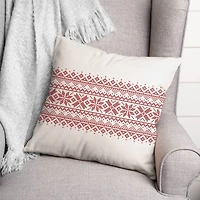 Knit Snowflakes 18x18 Throw Pillow