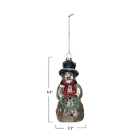 Hello Honey® 5.5" Mercury Glass Snowman with Wreath Ornament