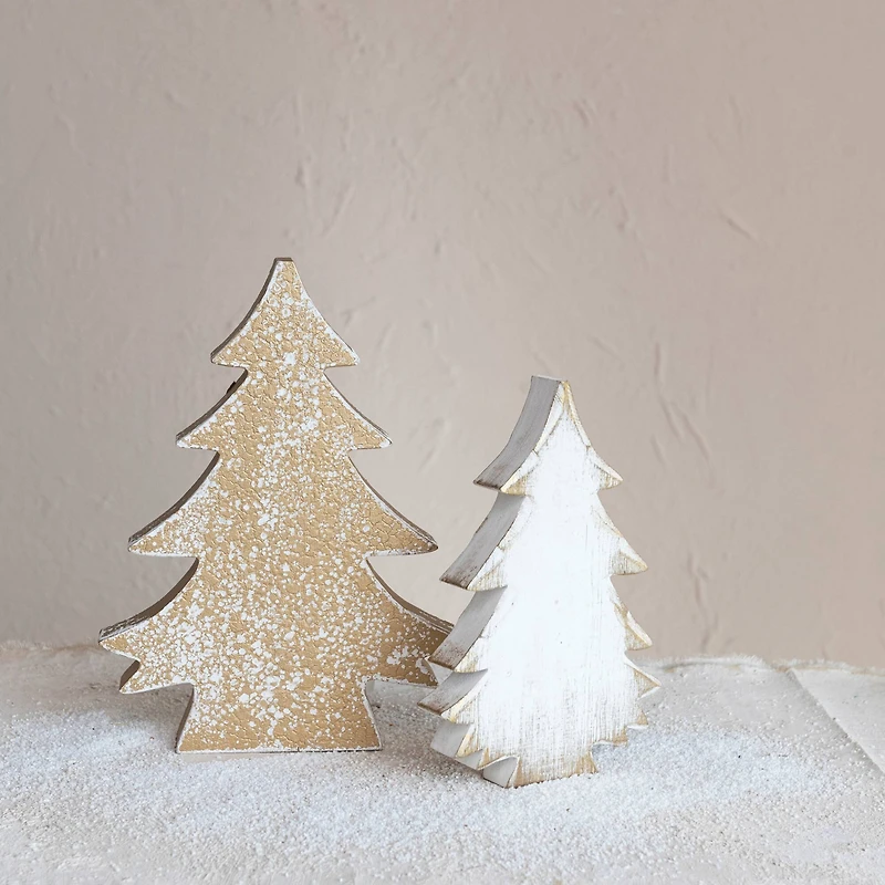 Hello Honey® 11.75" Gold Distressed Wood Christmas Tree