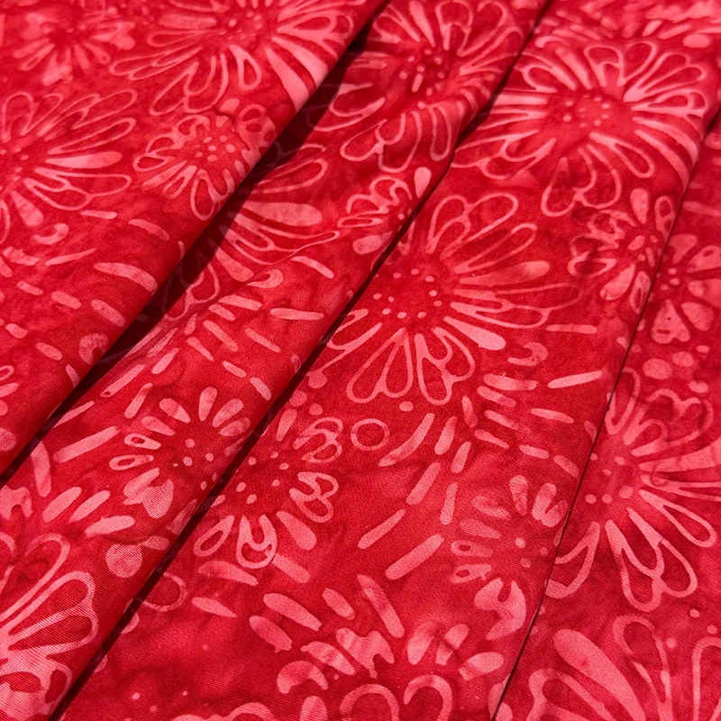 Feldman Premium Indonesian Batik Red Tie Dye Daisy Fabric