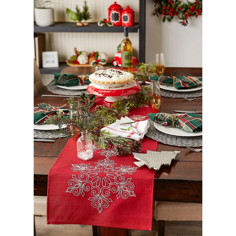 DII® 70" Sparkle Snowflakes Embroidered Table Runner